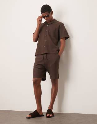 waffle shorts in brown - part of a set