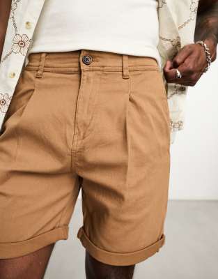 Selected Homme wide fit chino short in brown