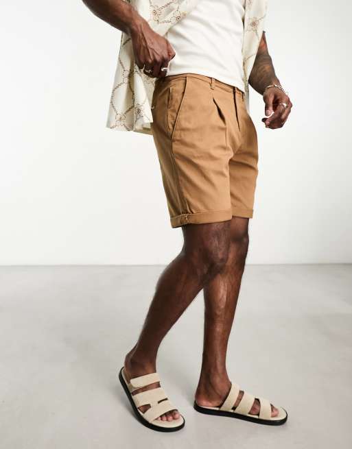 Selected Homme wide fit chino short in brown