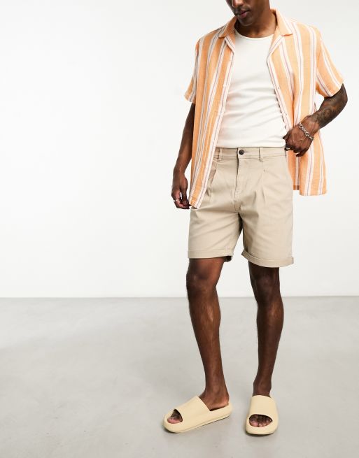 Selected Homme wide fit chino shorts in beige