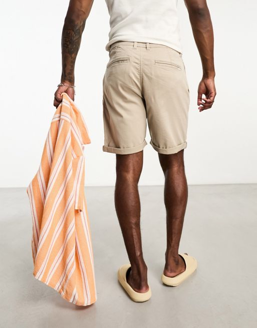 Selected Homme wide fit chino shorts in beige