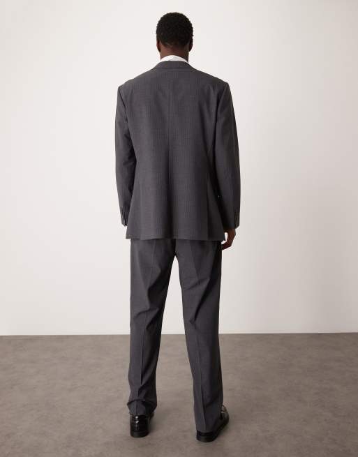 スーツ BEVAN UP wide dark gray slacks Dark Grey Straight Leg Pants in Pure S120's Wool Flannel