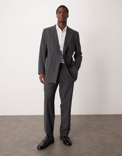 Selected Homme wide leg suit pants in grey pinstripe