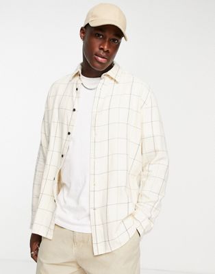 Selected Homme windowpane will check shirt in cream - ASOS Price Checker