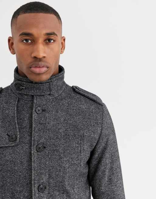 Selected Homme wool coat with stand up collar in gray