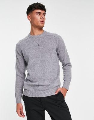 Selected Homme wool crew neck jumper in grey
