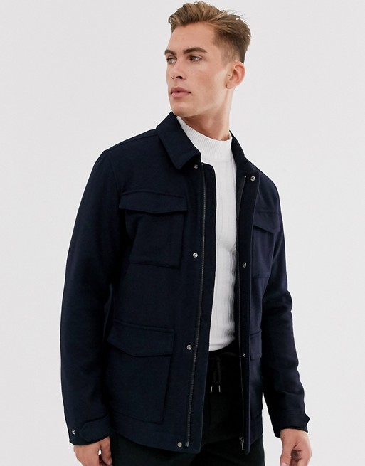 Selected Homme wool field jacket with patch pockets