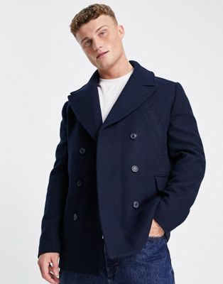 Selected Homme wool mix peacoat in navy | ASOS