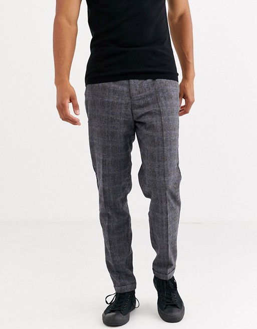 Selected Homme wool mix regular fit trousers in grey prince of wales check