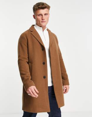 Selected Homme wool overcoat in camel - ASOS Price Checker