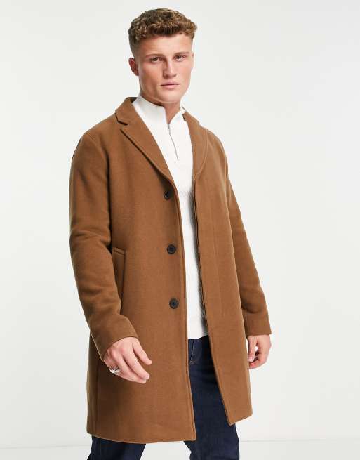 Selected Homme wool overcoat in camel