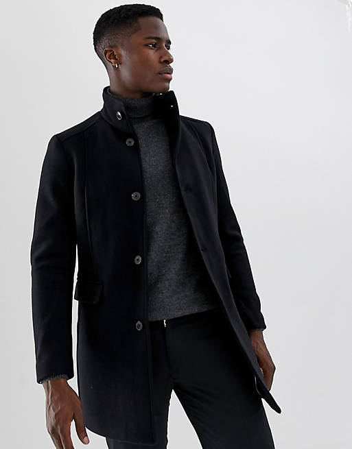 Selected Homme wool overcoat with funnel neck | ASOS
