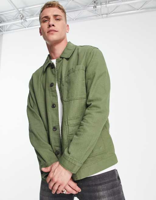 Selected Homme worker jacket in khaki | ASOS