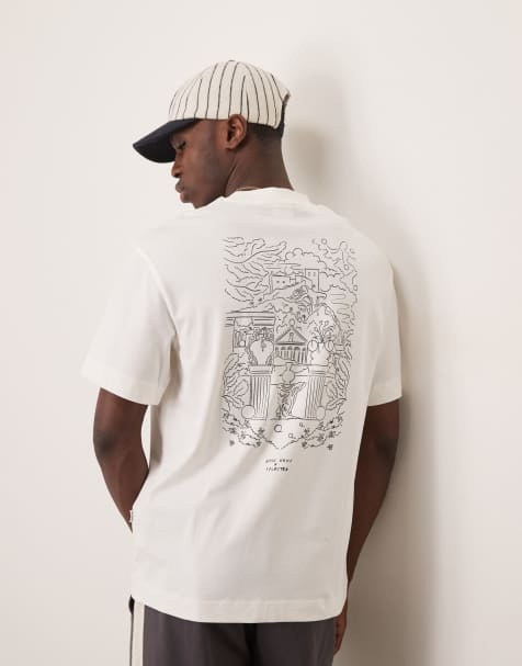 Selected Homme x Nous Vous – Oversize-T-Shirt in Creme mit Print - view 1