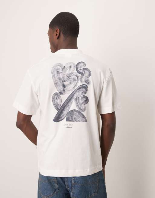 Selected Homme x Nous Vous oversized T-shirt with print in cream