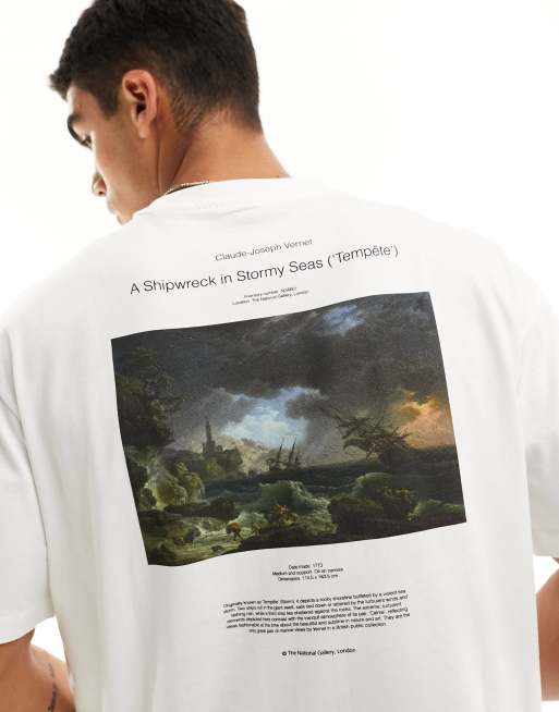 Selected Homme x The National Gallery oversized t-shirt with art back print in white