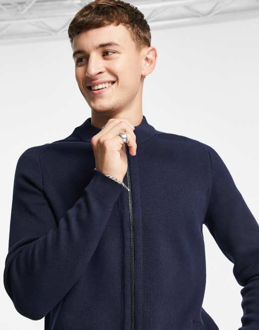 Selected Homme zip cardigan in navy