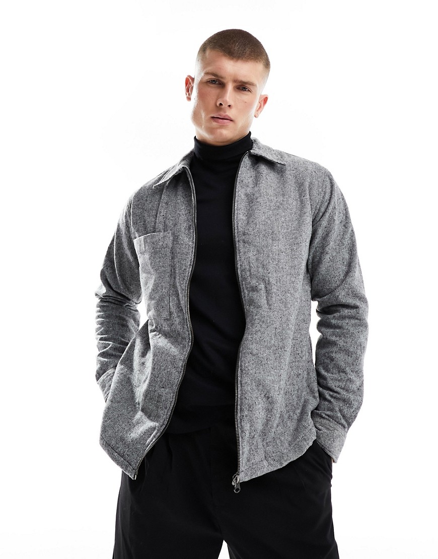 Selected Homme zip through coach jacket in gray