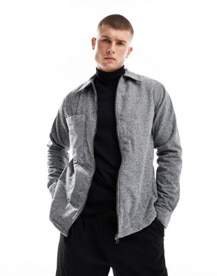Selected Homme zip through coach jacket in grey