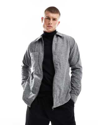 Selected Homme zip through coach jacket in grey