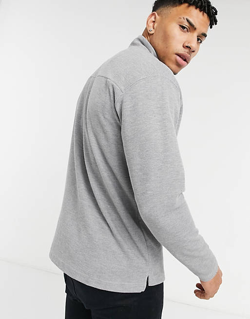 Selected Homme zip through sweat with high neck in grey