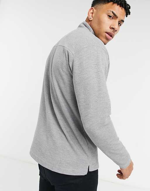 Selected Homme zip through sweat with high neck in grey Selected Homme zip through sweat with high neck in grey