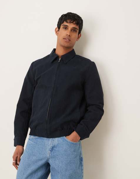Selected Homme zip up jacket with collar in navy - view 1