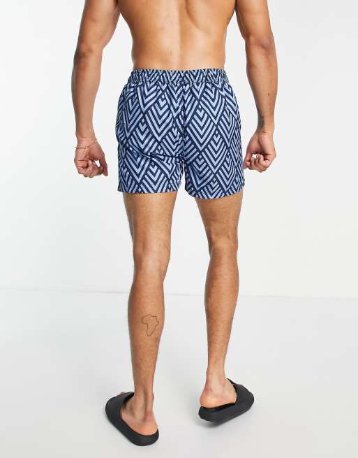 Selected Homme - Zwemshorts met marineblauwe ruitenprint, 2 van 4