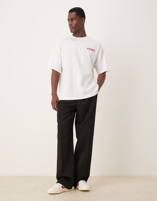 Selected - Hvid oversized T-shirt med japansk byprint på ryggen, 2 af 5