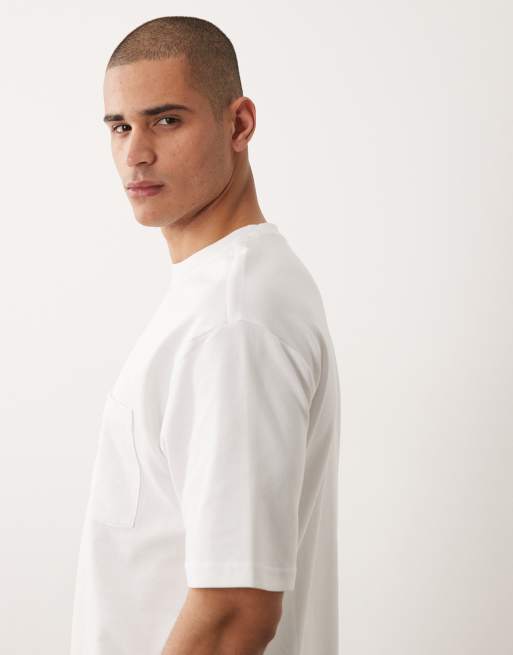 Selected - Hvid oversized T-shirt med lommedetalje, 4 af 5