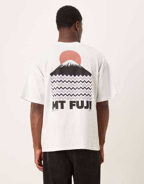 Selected - Hvid oversized T-shirt med Mount Fuji-print på ryggen - view 1