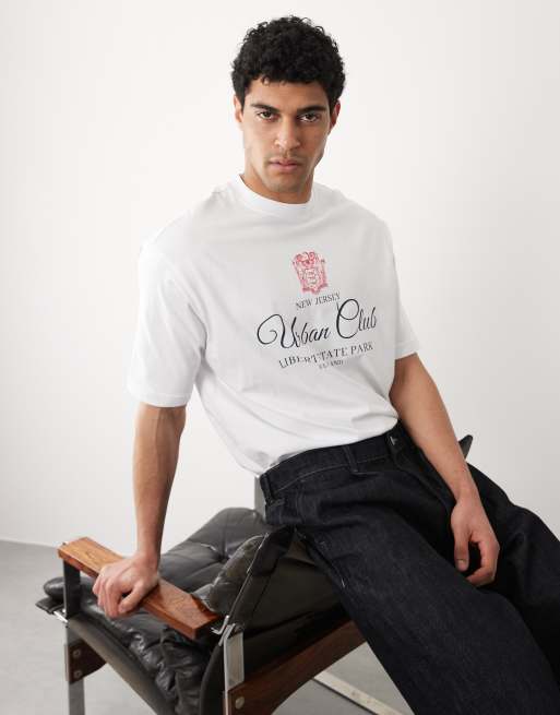 Selected - Hvid oversized T-shirt med sportsgrafik, 4 af 5