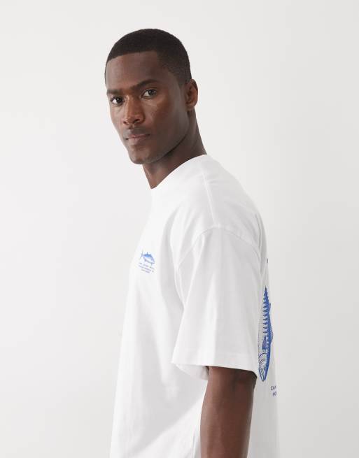 Selected - Hvid T-shirt med 'Fish Club-'print i afslappet pasform, 3 af 5