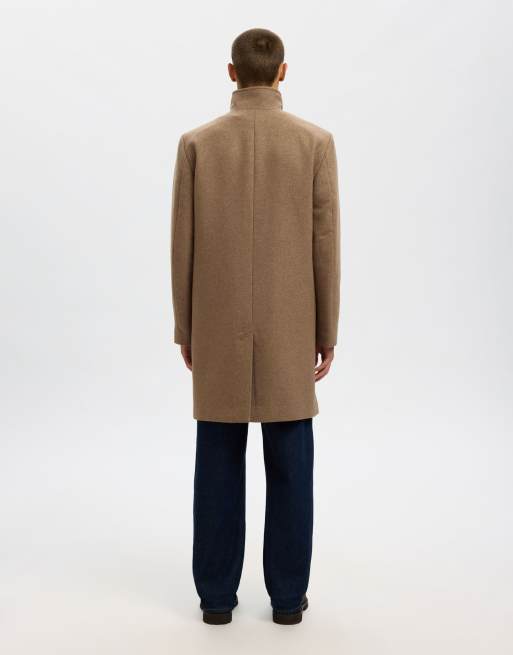 Selected - Jas van wolmix in bruin, 4 van 5