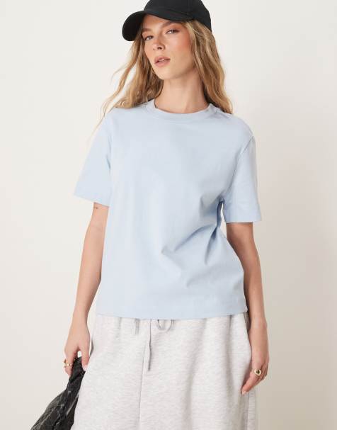 Selected – Jasnoniebieski T-shirt o pudełkowym kroju - view 1
