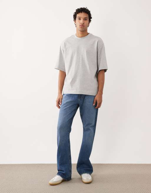Selected – Jasnoszary gruby T-shirt oversize o gramaturze 220 g/m² , 2 z 5