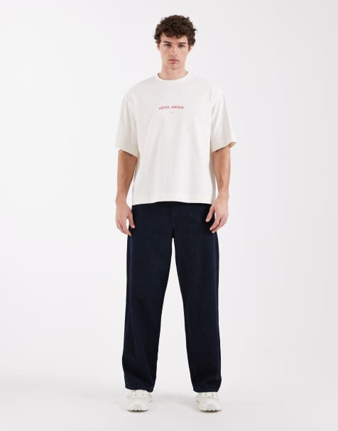 Selected - Jean ample - Bleu foncé brut - view 1