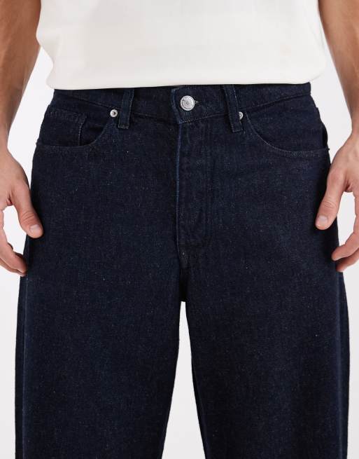 Selected - Jeans ampi blu scuro grezzo, 4 di 5