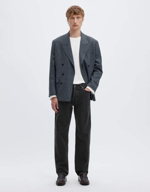 Selected - Jeans met rechte pasvorm in zwart denim, 3 van 6