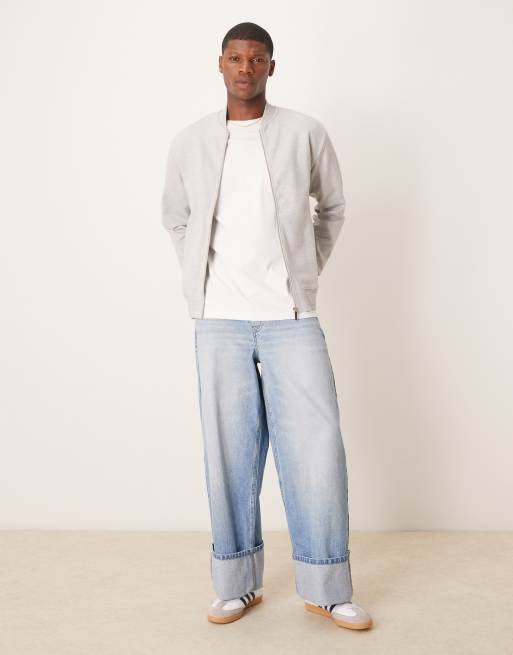 Selected jersey bomber jacket in light gray , 2 of 4