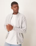 [Selected] Selected jersey bomber jacket in light grey XXL Light Grey Melange