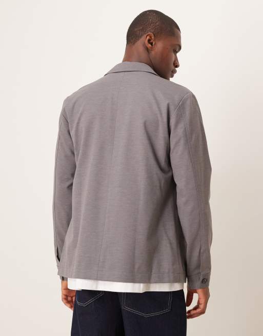 Selected jersey boxy suit jacket slim fit in grey , 4 of 5