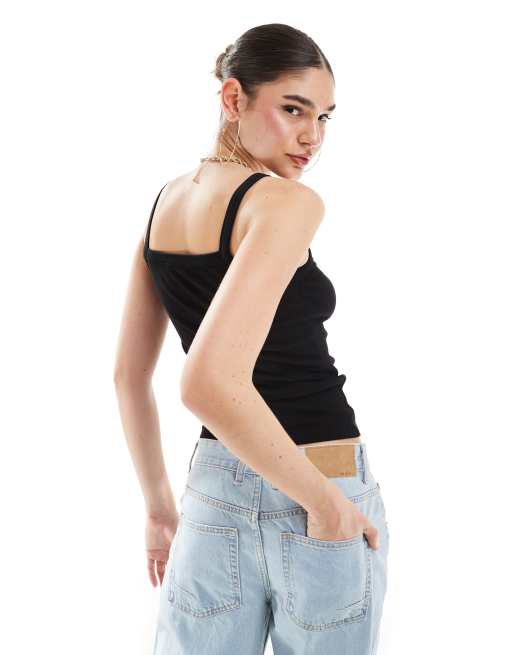 Selected jersey cami top in black, 2 of 4