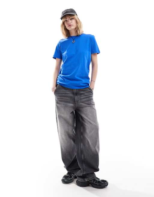 Selected – Jesmine – T-Shirt in Blau mit Rundhalsausschnitt