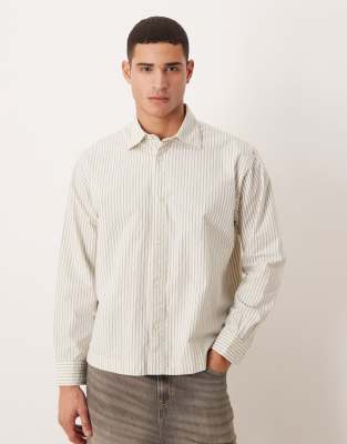 Kastiges Oversize-T-Shirt in Beige gestreift-Neutral Neutral XXL