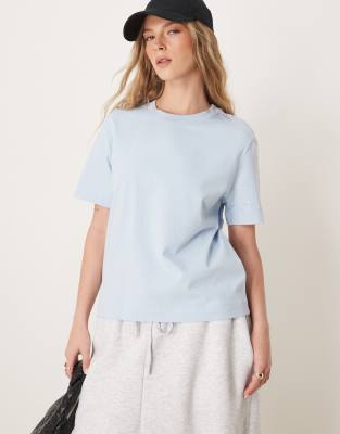 Selected - Kastiges T-Shirt in Hellblau