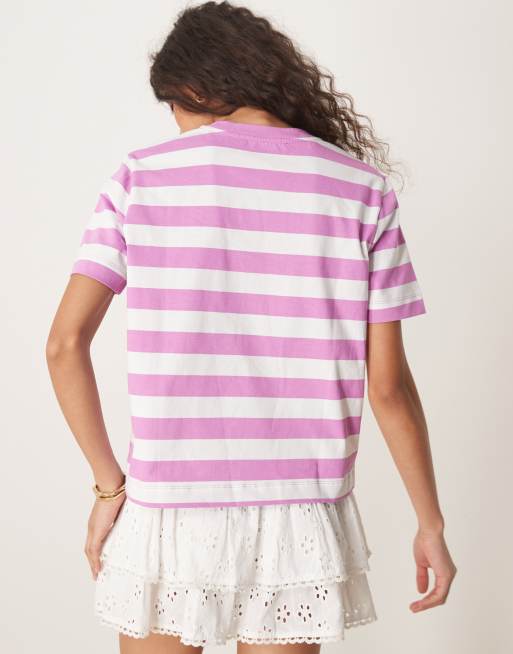 Selected – Kastiges T-Shirt mit rosa Streifen, 4 von 4
