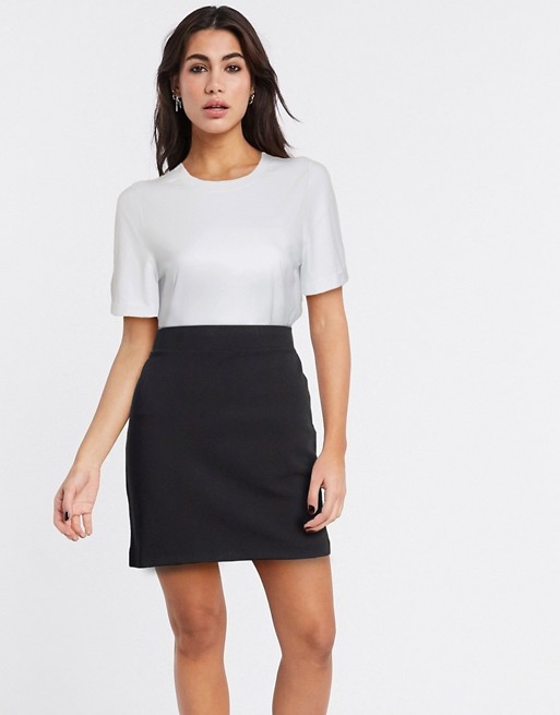 Selected kelly mid waist bodycon skirt in black