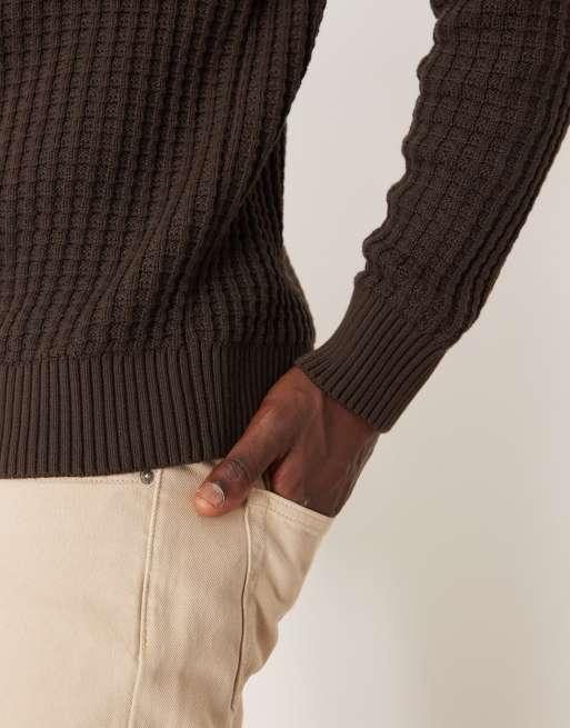 Selected knit sweater in brown, 4 of 5