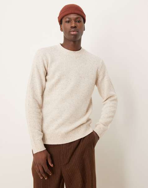 Selected knit sweater in cream speckle - view 1